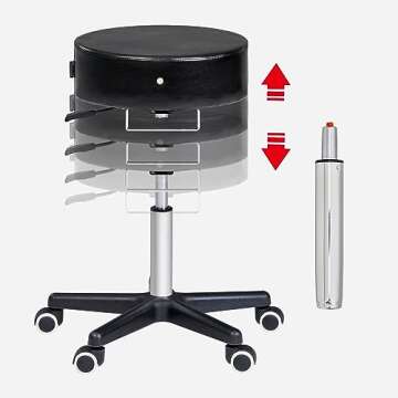 Master Massage Glider Ergonomic Round Swivel Adjustable Rolling Hydraulic Stool Barber Dental Chair ...