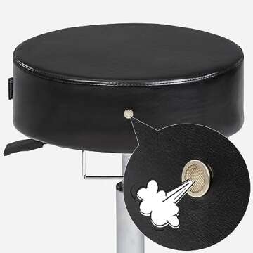 Master Massage Glider Ergonomic Round Swivel Adjustable Rolling Hydraulic Stool Barber Dental Chair in Black for Therapist, Clinic, Tattoo, Spas, Facial, Beauty, Lash, Salons, Home, Studio, Office