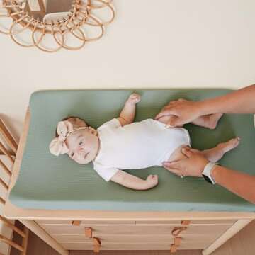 Konssy Muslin Changing Pad Cover for Baby Girls Boys, 100% Cotton Fitted Diaper Chang Table Covers, ...