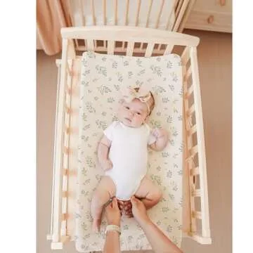 Konssy Muslin Changing Pad Cover for Baby Girls Boys, 100% Cotton Fitted Diaper Chang Table Covers, Soft Breathable Changing Pad Sheets, 2 Pack (Leafy,Green)