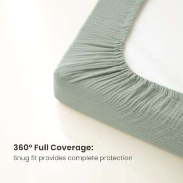 Konssy Muslin Changing Pad Cover for Baby Girls Boys, 100% Cotton Fitted Diaper Chang Table Covers, Soft Breathable Changing Pad Sheets, 2 Pack (Leafy,Green)