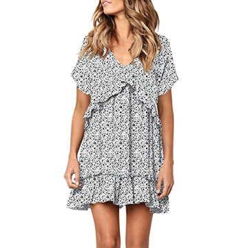 Plus Size Babydoll Dress for Women Summer Casual Cute Polka Dot Pastel Swimmer Wear Vacation Beach D...