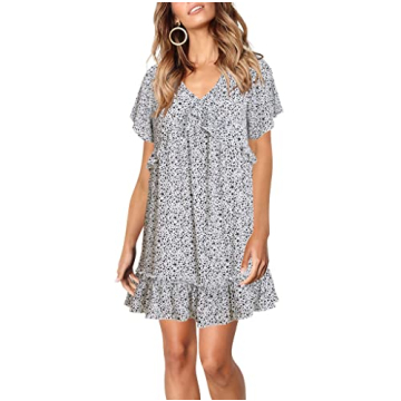 Plus Size Babydoll Dress for Women Summer Casual Cute Polka Dot Pastel Swimmer Wear Vacation Beach Dress