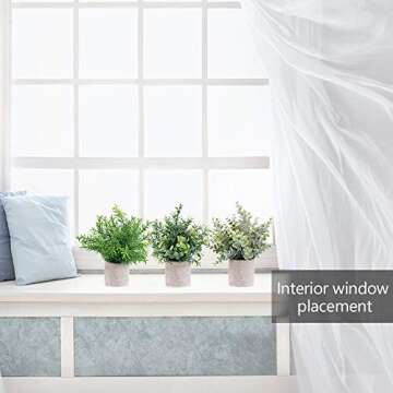 OUTLEE 3 Pack Mini Artificial Potted Plants Faux Eucalyptus Plants Boxwood Rosemary Greenery in Pots...