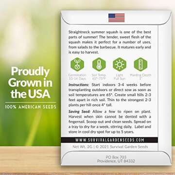 Survival Garden Seeds - Straightneck Summer Squash Seed for Planting - Packet with Instructions to P...