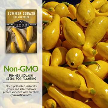 Survival Garden Seeds - Straightneck Summer Squash Seed for Planting - Packet with Instructions to Plant and Grow Yellow Squash in Your Home Vegetable Garden - Non-GMO Heirloom Variety