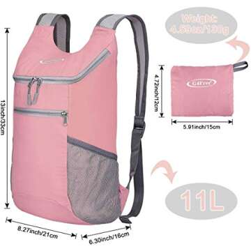 G4Free Lightweight Packable Hiking Backpack for Men Women Small Hiking Daypacks Foldable Shoulder Pa...