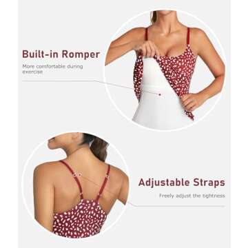 Leovqn Womens Tennis Dress with Built-in Bra & Shorts Athletic Dress for Women Workout Dress with Adjustable Straps Exercise Dress with Pockets Golf Dress