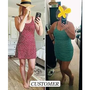 Leovqn Womens Tennis Dress with Built-in Bra & Shorts Athletic Dress for Women Workout Dress with Adjustable Straps Exercise Dress with Pockets Golf Dress