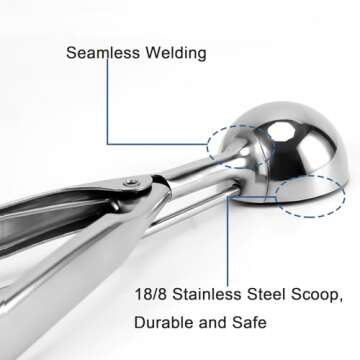 Saebye Cookie Scoop Set, 3 PCS Cookie Scoops for Baking Include 1 Tbsp/ 2 Tbsp/ 3 Tbsp, Cookie Dough Scoop, Ice Cream Scoop Set, for Cookie, Cupcake, Melon Ball, Meatball, Ice Cream