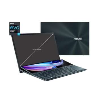 ASUS ZenBook Duo 14 UX482 14” FHD Touch Display, Intel Evo Platform, Core i7-1195G7, 8GB RAM, 512GB PCIe SSD, ScreenPad Plus, Windows 10 Home, Wifi 6E, Celestial Blue, UX482EAR-DB71T