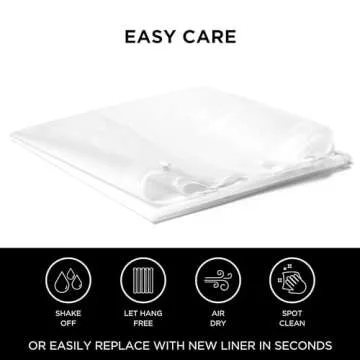 Hookless It's A Snap! Plastic PEVA Snap-In Replacement Shower Curtain Liner for Hookless Curtain with Sheer Window, 70" x 54", Water-Repellent, Easy Install, Frost