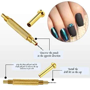 61 Piece Nail Charm Set with Piercing Tool for Art