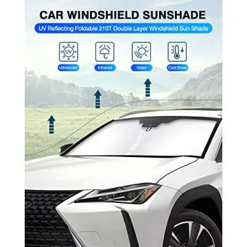 KUST Windshield Sun Shade for Lexus UX 2019-2023 2024 2025 Window Shade Sun Visor Cover Foldable Blo...