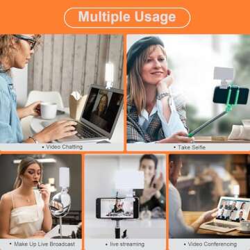 Singwil Phone Light with Cell Phone Clip, 80 LED Selfie Light for iPhone with 3 Lights and Infinite ...