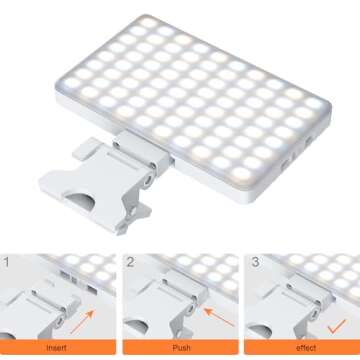 Singwil Phone Light with Cell Phone Clip, 80 LED Selfie Light for iPhone with 3 Lights and Infinite Adjustment Modes, 5000mAh Phone Light Clip for Cell Phones,Laptop, TikTok, Makeup, Live Broadcast.