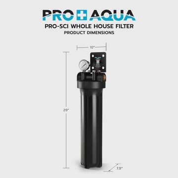 PRO+AQUA PRO-SCI Whole House Single Stage Carbon Infused Water Filter System with Pressure Gauge | Removes 99% of Chlorine, VOCs, Rust & Other Contaminants | Improves Tastes & Odor