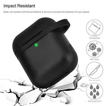 Metal Case for Airpods for Apple Airpods 2&1 Charging Case, FILOTO Air Pods Silicone&Aluminum Protective Case with Air Pods Accessories Keychain/Earhooks/Strap Portable & Shockproof (Black) (Black)
