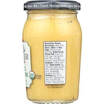 BORNIER Original Organic Dijon Mustard for Gourmet Flavors