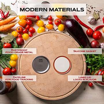 FORJARS - Wide Mouth Canning Lids, 100-Pack – Create Airtight Seals on Mason Jars to Preserve Food for Meal Prep & Emergency Food Storage – 3.4 In. Metal Lids with Silicone Seals – Canning Supplies