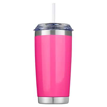 CIVAGO Insulated Tumbler with Lid and Straw, 20 oz Stainless Steel Vacuum Coffee Tumbler, Double Wal...