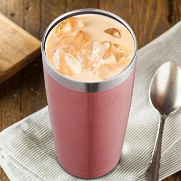 CIVAGO Insulated Tumbler with Lid and Straw, 20 oz Stainless Steel Vacuum Coffee Tumbler, Double Wall Coffee Cup, Thermal Travel Coffee Mug for Hot and Cold Drinks, Neon Pink