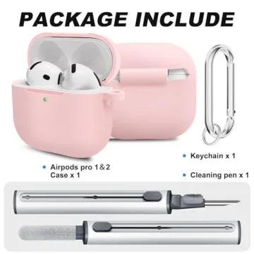 Premium Protective Case for AirPods 4th Generation - Stylish & Durable AirPods Case with Keychain for Air Pod & AirPods Accessories（Pink）