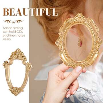 Abaodam 4 Pcs Vintage Resin Picture Frame Mini Gold Frames Antique Photo Frame Wall Hanging Photo Frame Oval Rectangle Baroque Frames Christmas Holiday Home Decor