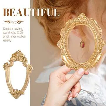 Abaodam 4 Pcs Vintage Resin Picture Frame Mini Gold Frames Antique Photo Frame Wall Hanging Photo Frame Oval Rectangle Baroque Frames Christmas Holiday Home Decor