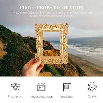 Abaodam 4 Pcs Vintage Resin Picture Frame Mini Gold Frames Antique Photo Frame Wall Hanging Photo Frame Oval Rectangle Baroque Frames Christmas Holiday Home Decor