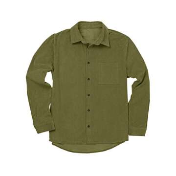 Men's Corduroy Long Sleeve Shirt - Casual Fall Style