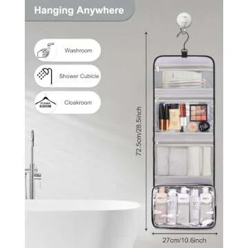 Relavel Travel Hanging Toiletry Bag for Men Women Travel Kit Shaving Bag Waterproof Large Makeup Bag Wash Bag Makeup Organizer Cosmetic Case for Bathroom Shower Black