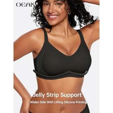 OEAK Womens Wireless Seamless Bras Full Coverage Supportive Lounge Bra Push Up Plus Size Everyday Bra Comfortable Tshirt Bras Black XL-Plus