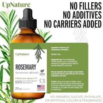 UpNature Rosemary Essential Oil - 100% Pure Rosemary Oil for Hair Growth - 2oz