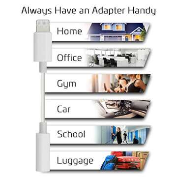 CHARGEWORX Headphone Adapter MFi Certified Lightning to 3.5 mm Audio Connector Compatible with iPhone 14 13 12 11 Pro XR XS Max X 8 7 (White)