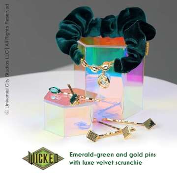 Wicked Emerald City Scrunchie Bobby Pin set - hair clips - hair accessories - hair accessories for g...