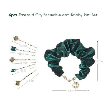 Wicked Emerald City Scrunchie Bobby Pin set - hair clips - hair accessories - hair accessories for girls - gifts for her - Scunci by Conair - 6PK