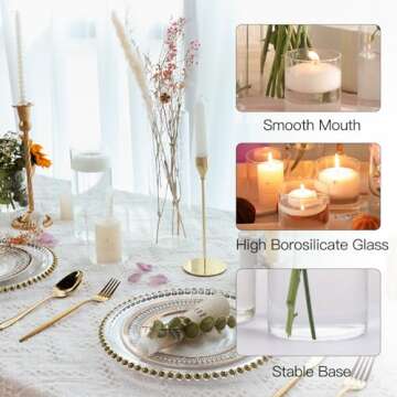 CUCUMI 12 Pack Glass Cylinder Vase 4, 8,12 Inch Tall Clear Vases for Wedding Centerpieces Flower Vases for Rustic Home Decor Formal Dinners Party Event Floating Hurricane Candle Holder Vase