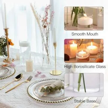 CUCUMI 12 Pack Glass Cylinder Vase 4, 8,12 Inch Tall Clear Vases for Wedding Centerpieces Flower Vases for Rustic Home Decor Formal Dinners Party Event Floating Hurricane Candle Holder Vase