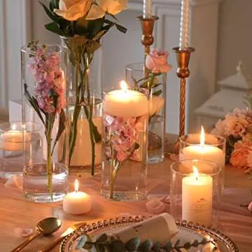 CUCUMI 12 Pack Glass Cylinder Vase 4, 8,12 Inch Tall Clear Vases for Wedding Centerpieces Flower Vases for Rustic Home Decor Formal Dinners Party Event Floating Hurricane Candle Holder Vase