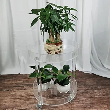 Modern Clear Round Rolling Side Table for Home Decor