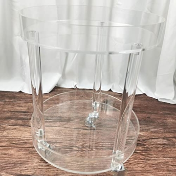 Modern Clear Round Rolling Side Table for Home Decor