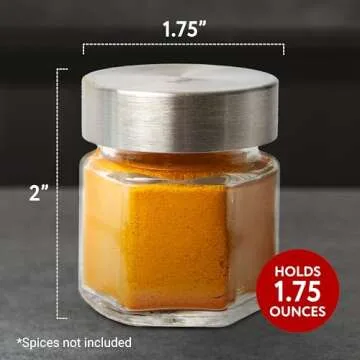 Magnetic Hexagonal Spice Jars - 15 Pack with Labels
