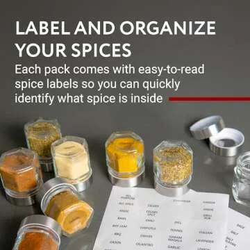 Magnetic Hexagonal Spice Jars - 15 Pack with Labels