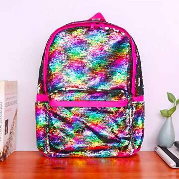 Flip Sequin Backpack for Girls Kids Kindergarten Elementary Middle School Bookbag Cute Spark Book Ba...