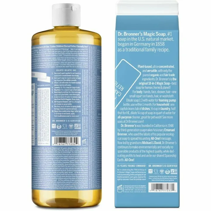 Dr. Bronner's Pure-Castile Soap - Eco-Friendly & Multipurpose
