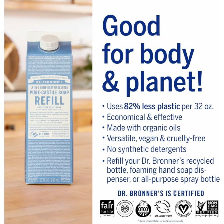 Dr. Bronner's Pure-Castile Soap - Eco-Friendly & Multipurpose