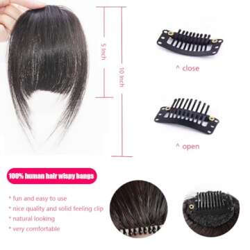 Clip in Bangs Fringe Real Human Hair Bang Clip in Hair Extensions Clip on Bangs with Temples