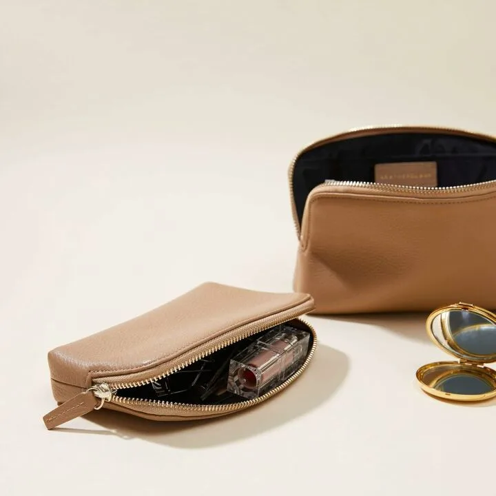 Leatherology Camel Makeup Pouch Set for Women