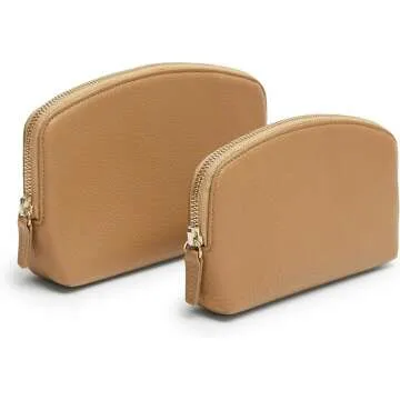 Leatherology Camel Makeup Pouch Set for Women